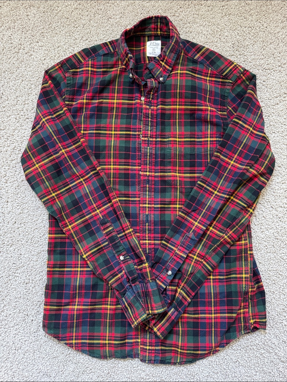 J. Crew Plaid Button-Down Slim Fit Shirt in Red, Green & Yellow